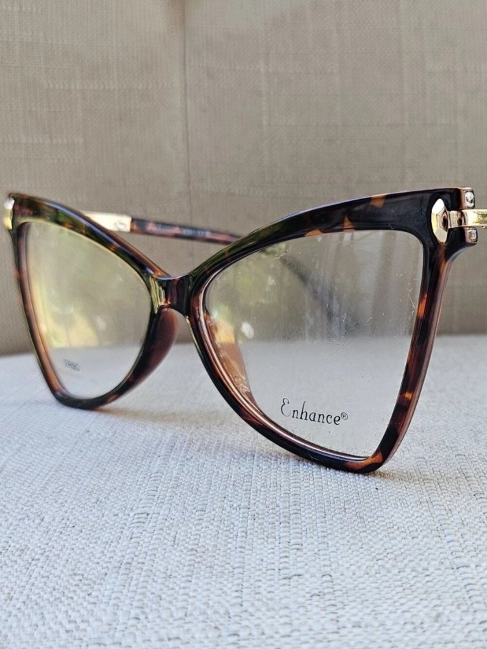 Enhance Women Eyeglasses Frame Big Face Cat Eye Wear Tortoise/Gold Glasses New